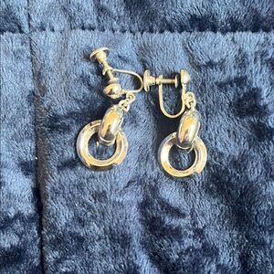 Vintage Cora Silver Hoop Clip-On Earrings
